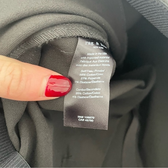 rag & bone Ankle Simone Pant in Black with Stripe Size 4 - Picture 6 of 6